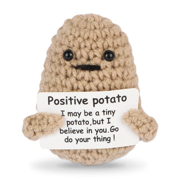 Jelutar Mini Funny Positive Potato, 3 Inch Knitted Doll With Positive Card For Cheer Up Gifts And Party Decorations, Cute Positive Potato Crochet Doll For Birthday Gifts (Positive Potato)