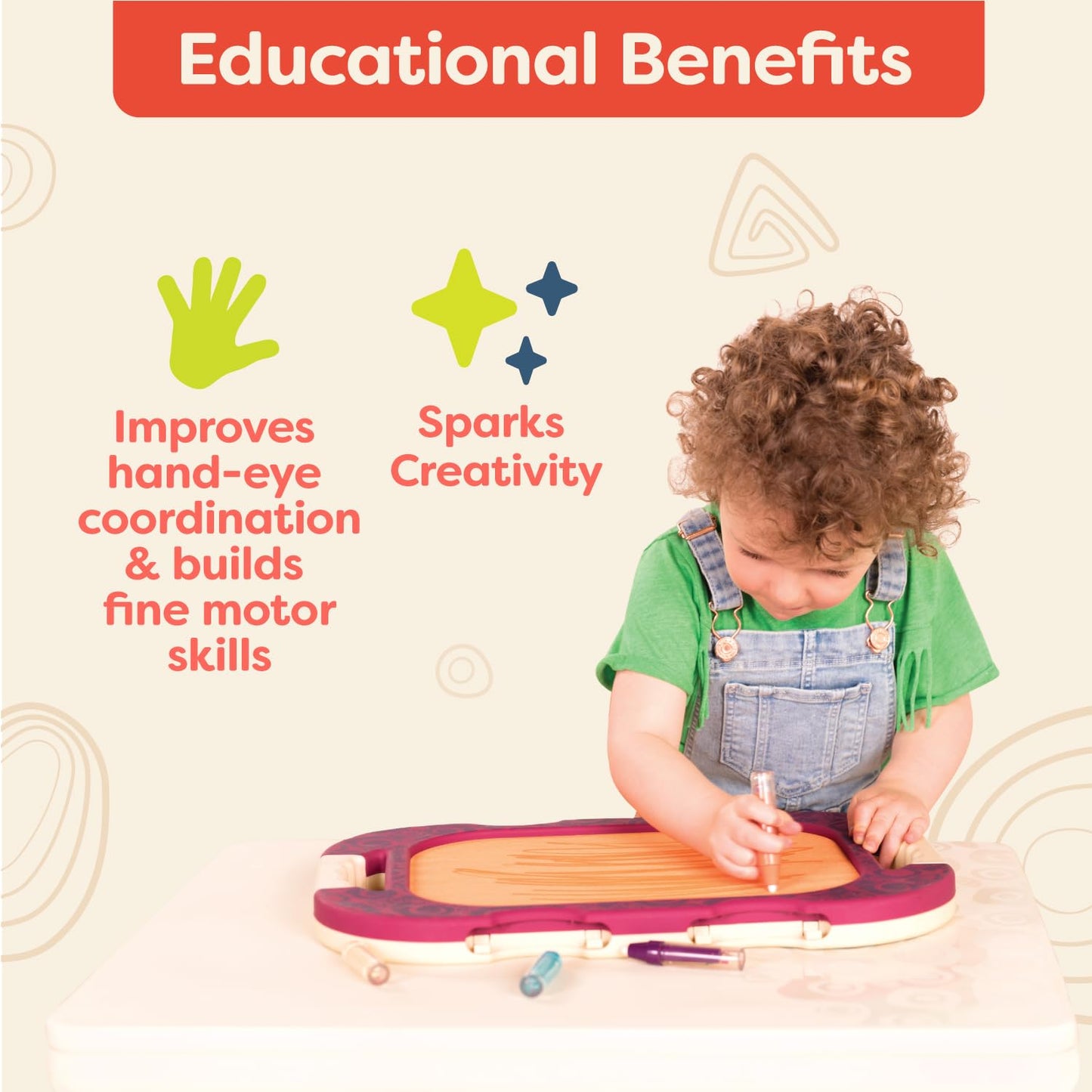 B. toys- Water Doodler- Creative Portable Drawing Board - Kids Water Painting Writing Doodle Board Toy - Perfect Travel Toys for