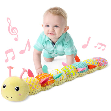 Lightdesire Baby Toys Musical Caterpillar,Infant Toys Stuffed Animal Toys With Ruler Design And Ring Bell,Baby Teething Toys For Tummy Time Newborn Boys Girls 0 3 6 12 Months(Yellow)