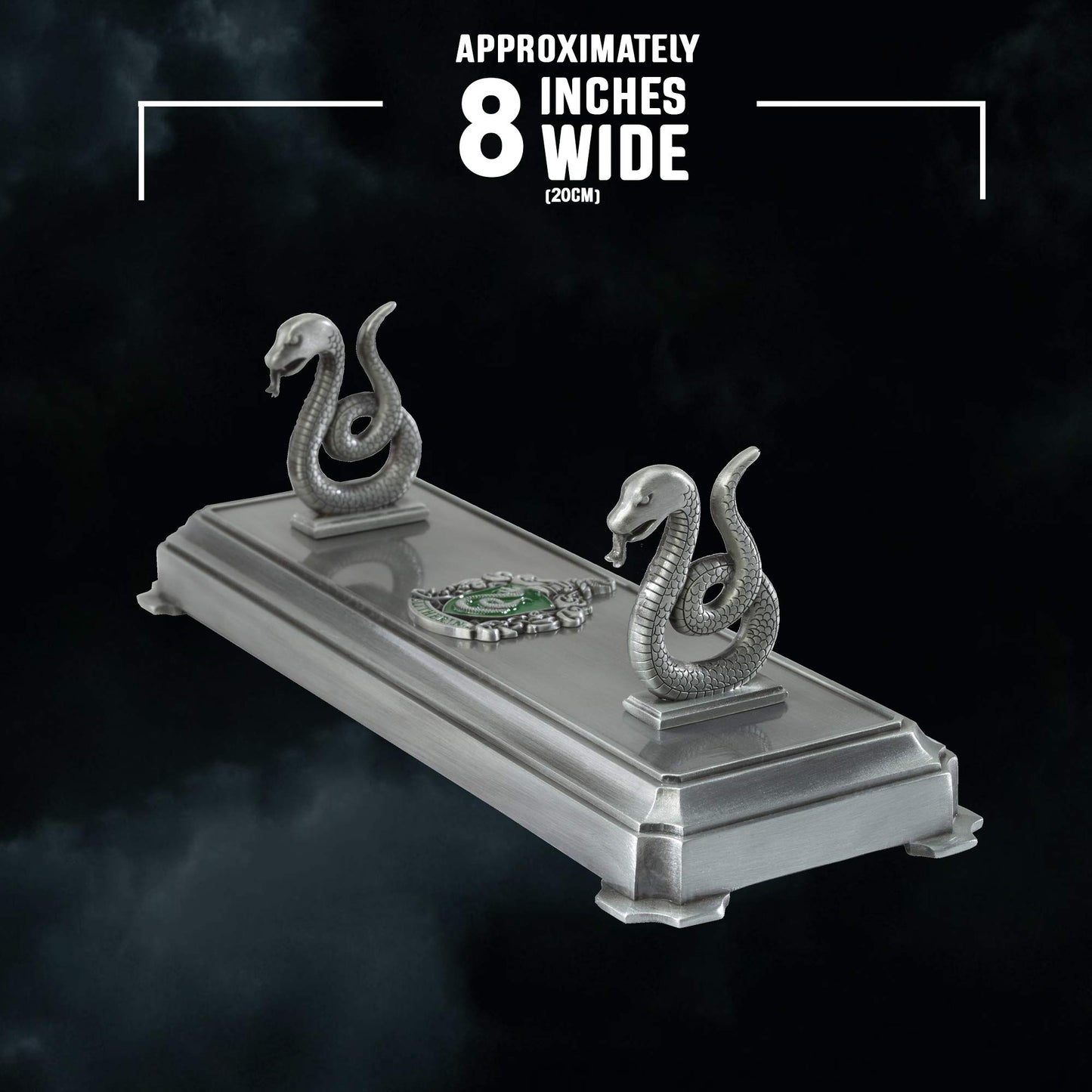 The Noble Collection Harry Potter Slytherin Wand Stand - Die Cast Metal, Silver, Model NN9524