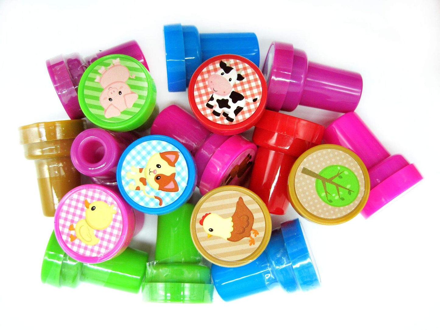 Tiny Mills 24 Pcs plastic, rubber Barnyard Farm Animals Stampers for Kids