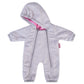 Rakki Dolli Doll Clothes Winter Romper Hooded Romper Grey Outfit Snowsuit Thick Polar Fleece Warm Jumpsuit Fits 18' American Girl Doll 010