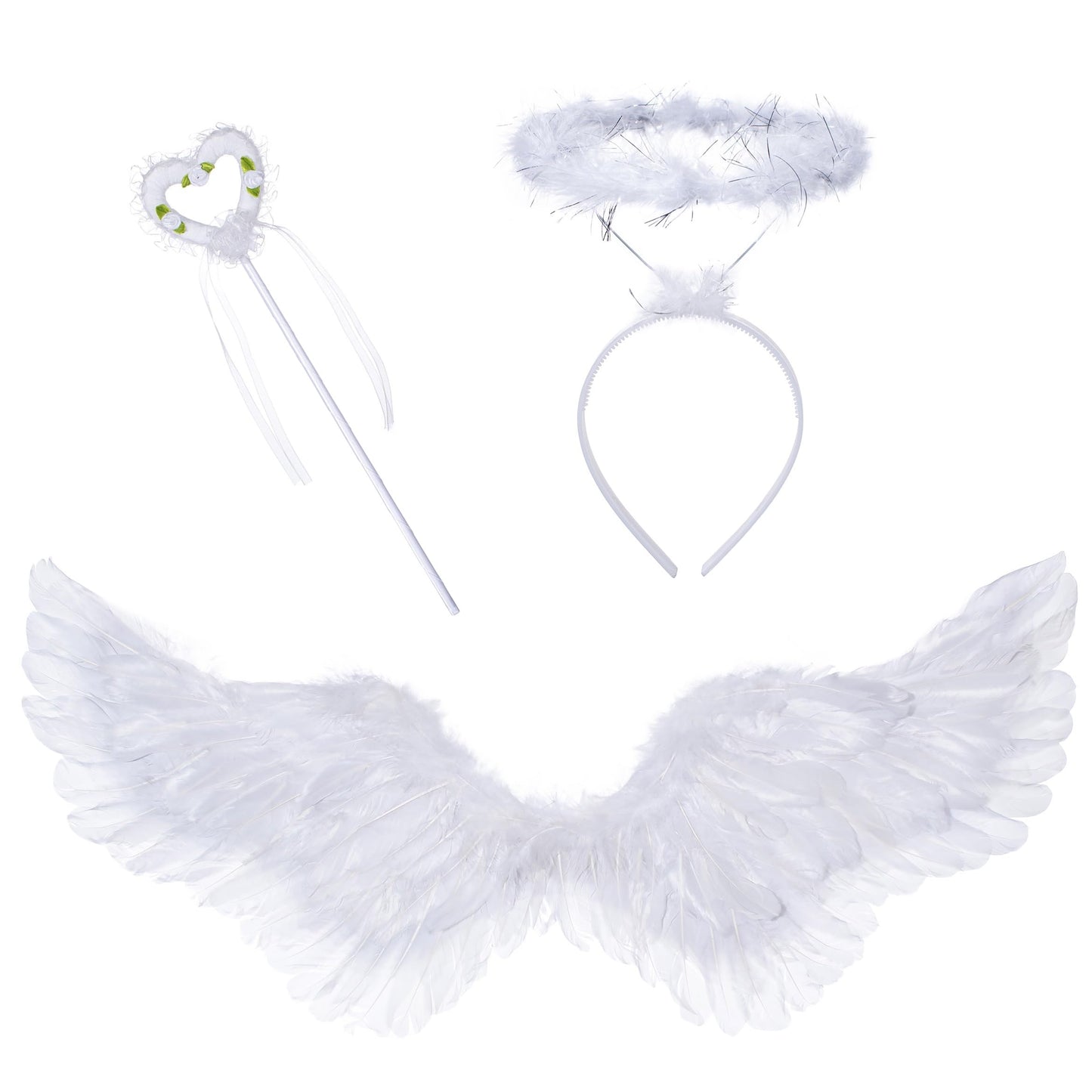 Irtysh Kids Angel Costume With Angel Feather Wings Headband Wand Set For Girl'S Halloween Birthday Cosplay(5-6Years)