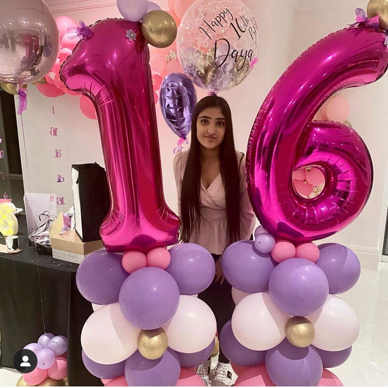 40 Inch Hot Pink 16 Number Balloons Giant 16 Or 61 Balloons Hot Pink Birthday 16 Balloons 16Th Birthday Anniversary Party Decora