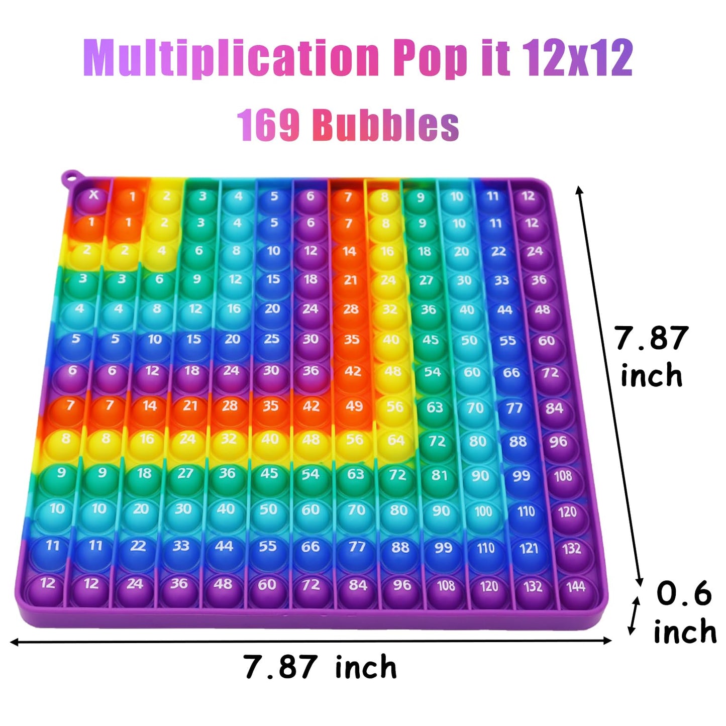 Petbsnvb Multiplication 12X12 And Addition 1-12 Pop Bubble, Math Fidget Popper, Learn Multiplication With Pop Fidget Toy, Fidget Toys, Bubble Sensory Rainbow, Birthday Party