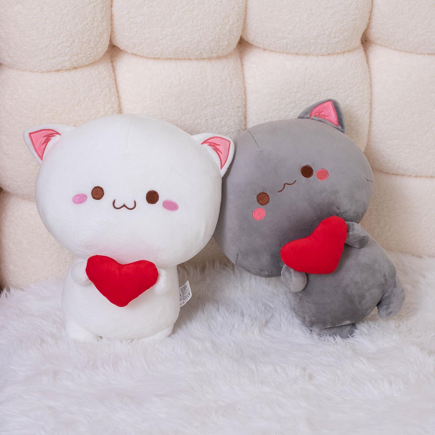 Alwoligag Cute Cat Plush Toy, Super Soft Gray And White Cat Plush Toy, Plush Cat Stuffed Animals, Valentine'S Day Gift, Sweet Ro