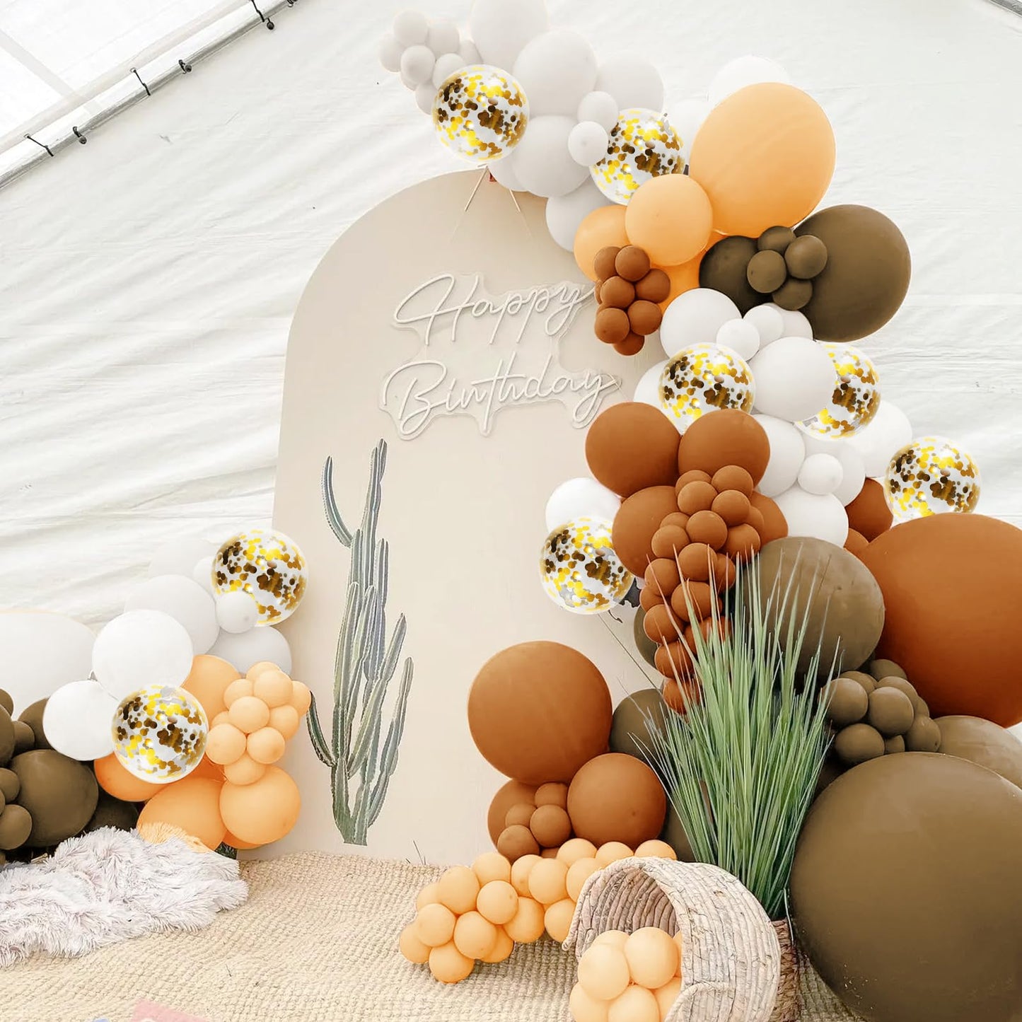 Bhucutu 156 Pieces Brown Balloons Arch Kit, Caramel Brown Balloon Garland For Baby Shower, Birthday, Bachelor Party Decorations