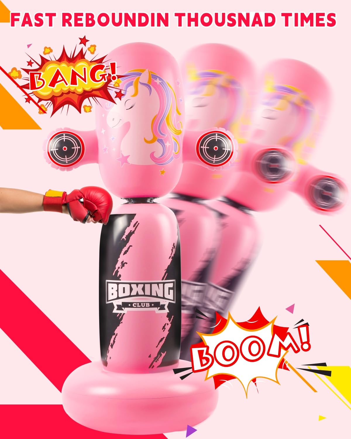 VCOLAN Punching Bag for Kids,63inch Kid Punching Bag,New Upgraded 360Rotating Inflatable Boxing Bag Toy Christmas Birthday Gift