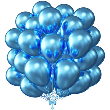 Kalor 12 Inch Metallic Blue Balloons, 50 Pcs Latex Helium Metallic Balloons For Kid'S Birthday Party, Baby Shower, Wedding, Graduate Party Decorations