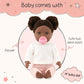 LullaBaby 14 Realistic Baby Doll - Curly Dark-Brown Hair, Brown Eyes, Soft Body, Outfit, Hair Elastics & Pacifier - Perfect for Pretend Play