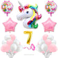 Flyloons 7Th Unicorn Theme Birthday Decoration Kit Pink White For 7 Year Old Baby Boys Girls Kids 5 Pcs Unicorn Theme 30 Pcs Pas