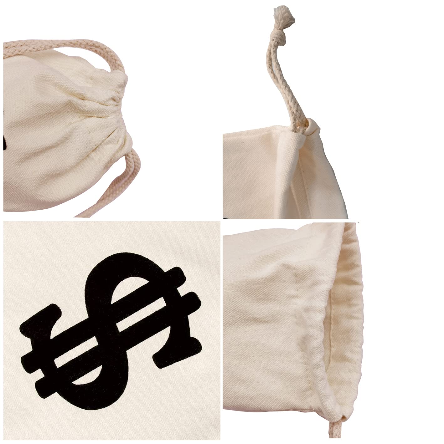 6Pack 6.3 X 9 Inches Money Bag - Prop Dollar Sign Carrying Sack For Toy Party Favor, Bank Robber Pirate Cowboy Cosplay Theme Par
