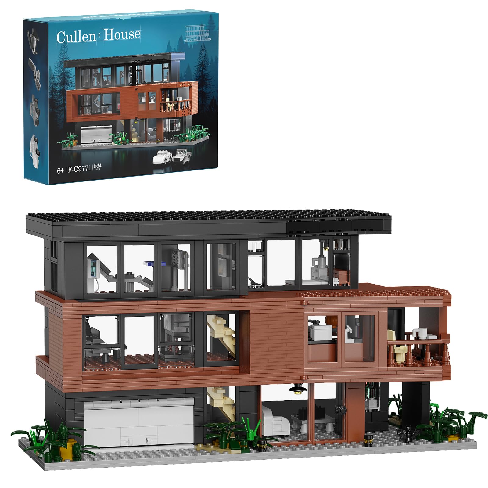 House Building Set Compatible with Lego Architecture Blocks Romance Films Fans House Creative Present for mature-themed Halloween Christmas Valentine (864 Pcs)