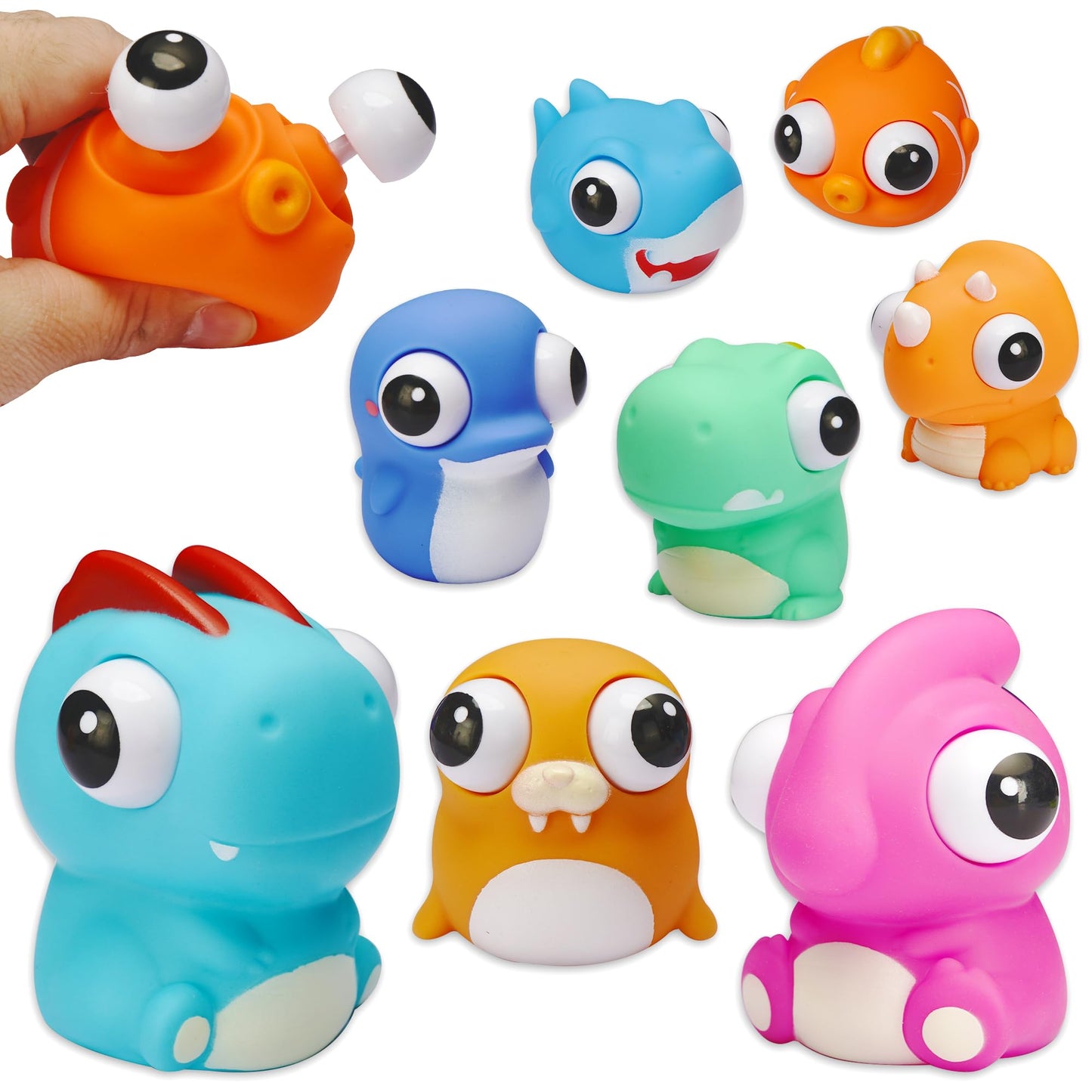 Sepco 8 Pcs Animal Squeeze Toys With Pop Out Eyes Eye Popping Stress Relief Toy Balls Fun Fidget Gagdets For Kids Birthday Party