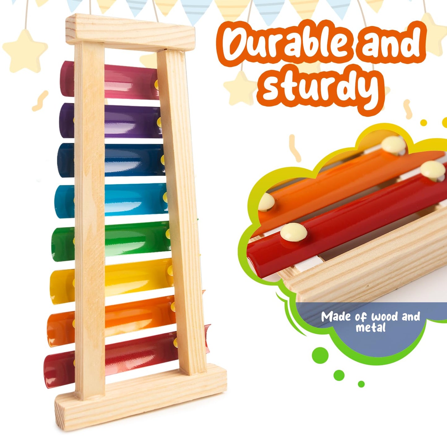Mcpinky Xylophone For Kids, Xylophone Musical Toy With Child Safe Mallets Educational Musical Instruments Toy For Toddlers 1-3