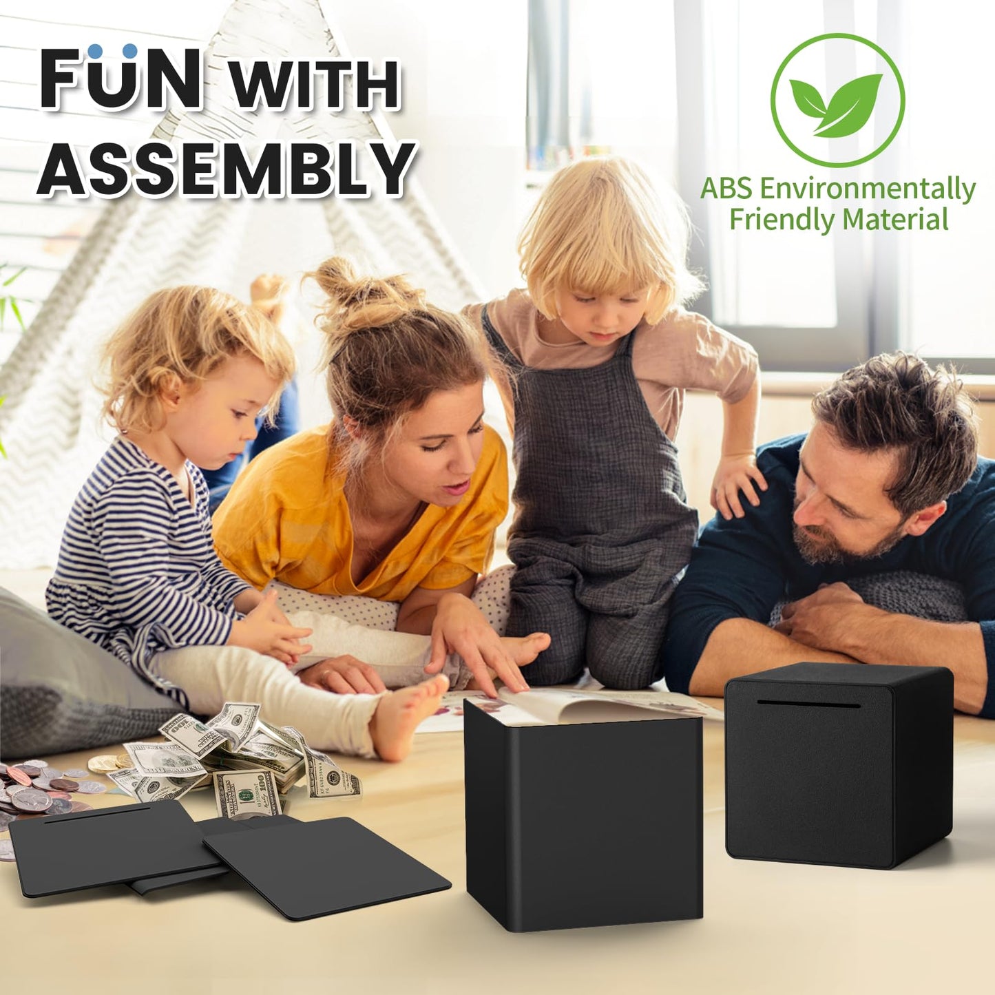 6 Piggy Bank for mature-themeds 2024NEW Must Break to Open mature-themed Piggy Bank for Cash  Interactive DIY Assembled Unopenable Money Savings Box (Black)