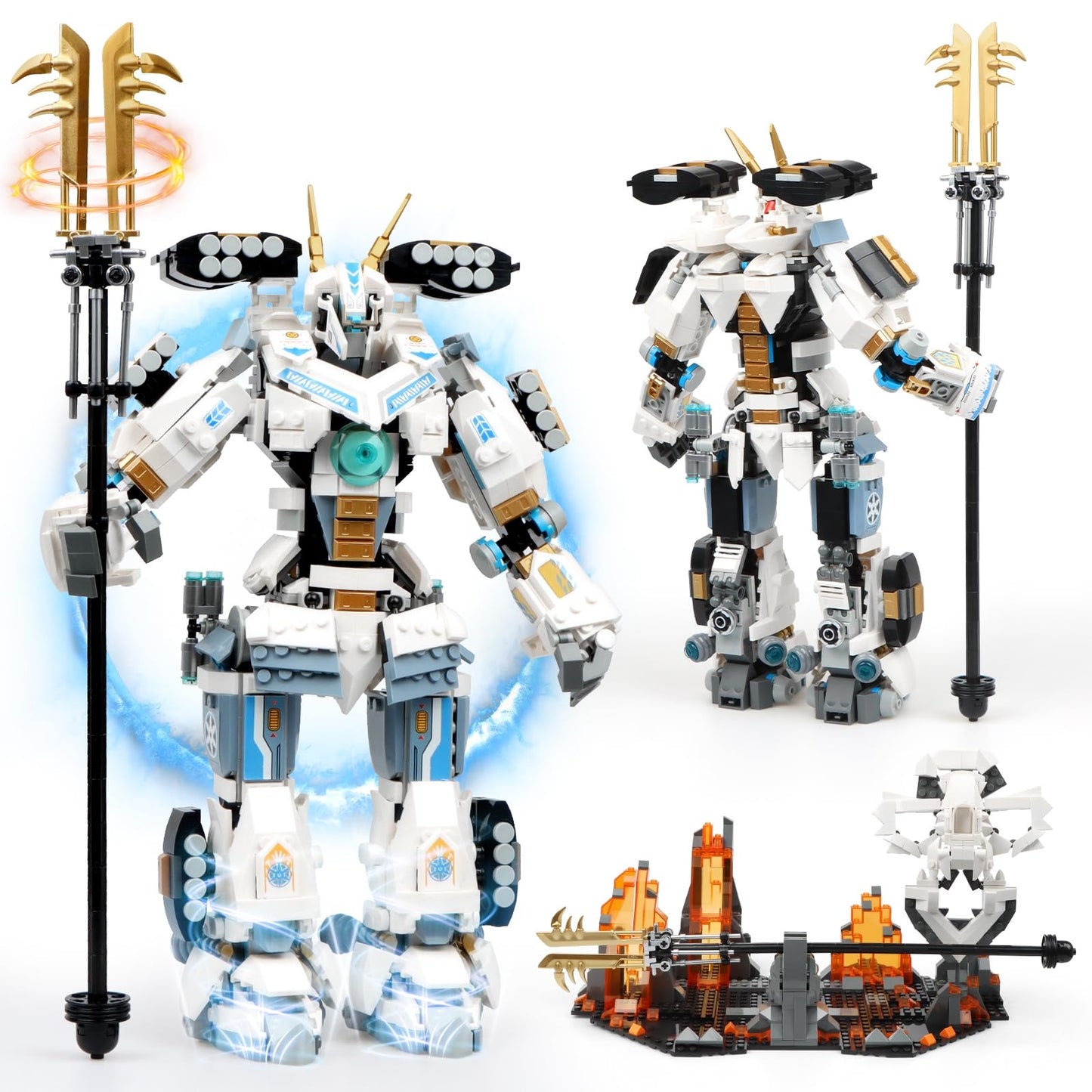 HIGH GODO Samurai Mech Warrior Building Sets  Robot with Long decorative replica blades Shields Display Base Building Blocks Toy Set  1588 Pieces Creative Collectible Ninja Gift for mature-themeds Man Teens Boys 8+
