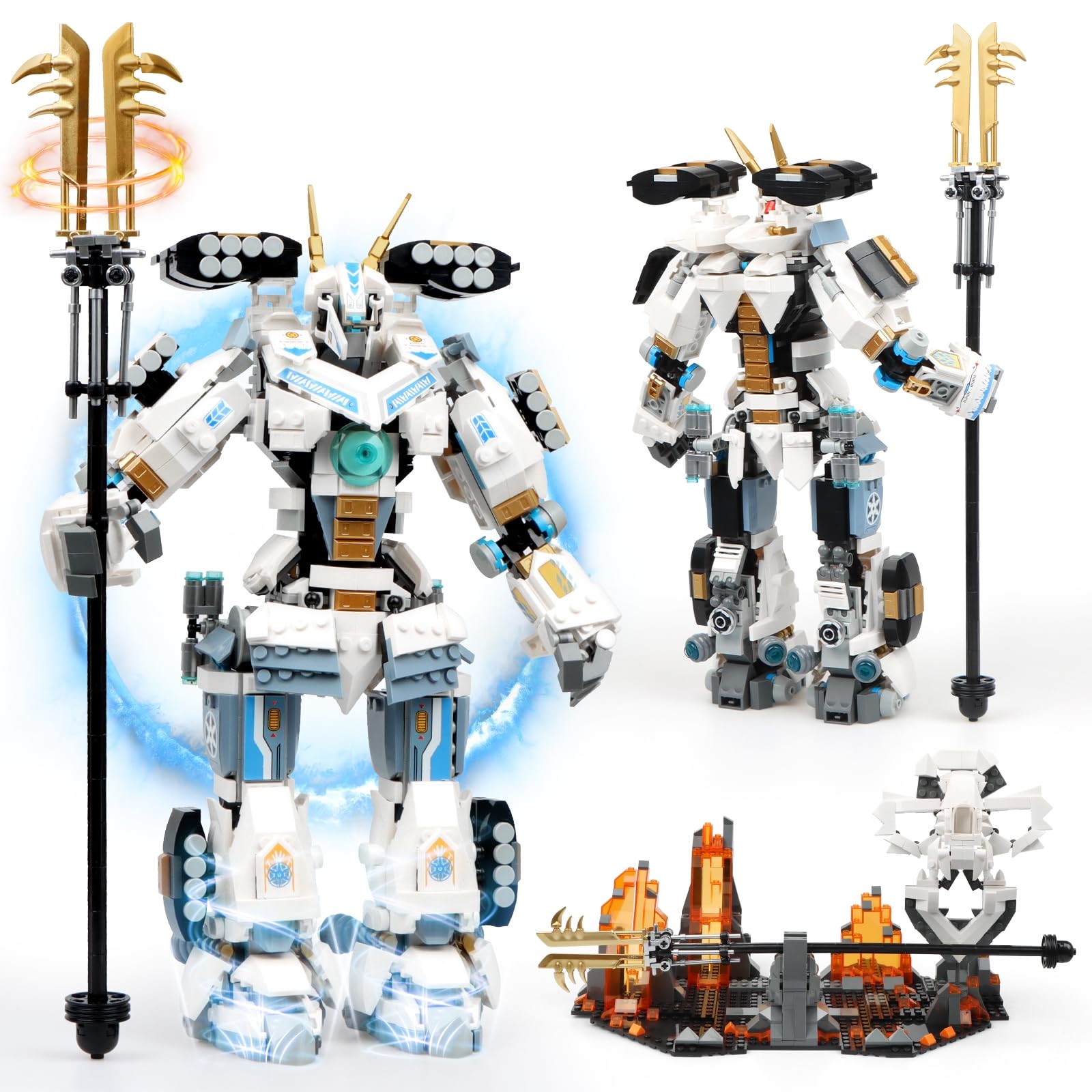 HIGH GODO Samurai Mech Warrior Building Sets  Robot with Long decorative replica blades Shields Display Base Building Blocks Toy Set  1588 Pieces Creative Collectible Ninja Gift for mature-themeds Man Teens Boys 8+
