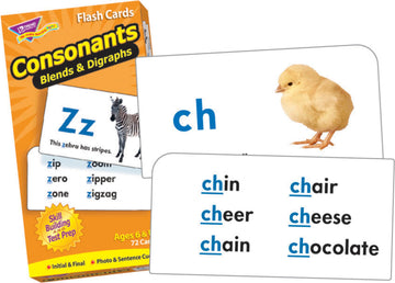Trend Enterprises: Consonants Blends & Digraphs Skill Drill Flash Cards, Photo Cues, Word & Sentence Examples, Great For Skill B