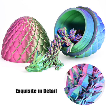 Locyfens 3D Printed Dragon Eggs With Dragon Inside, Rainbow Articulated 3D Dragon Toys With 3D Dragon Eggs, Crystal Dragon Red B