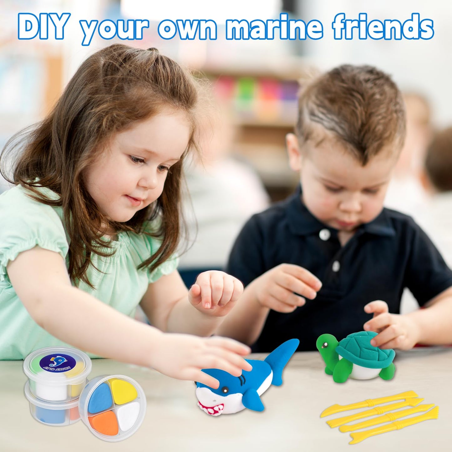 Air Dry Clay Kit for Kids,DIY Air Dry Clays Kit with Sculpting Tools and Tutorials,Creative Molding Clay Gift Kits with Tools,Ul