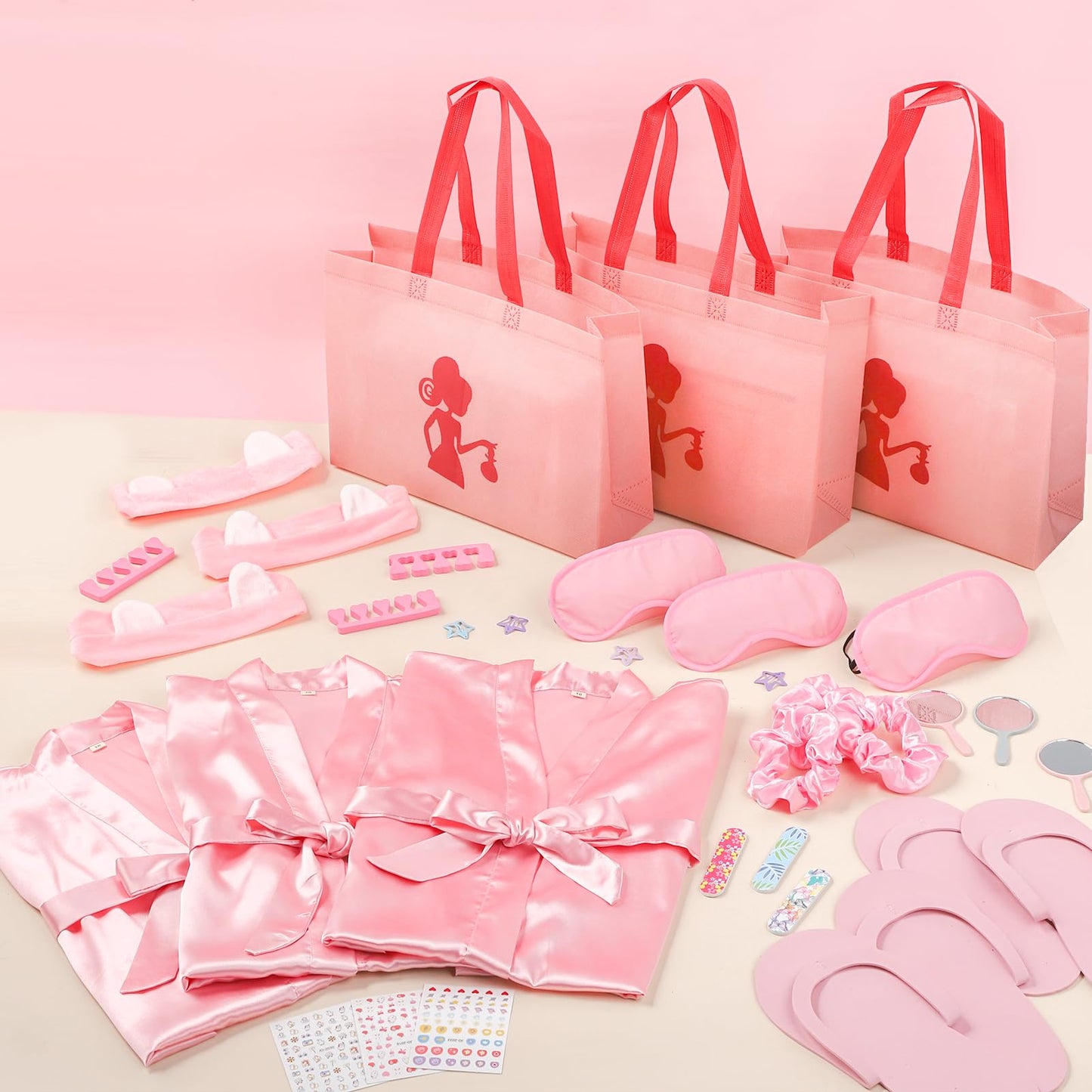 Hoemwarm 10 Set Spa Party Supplies for Girls,122 Pcs Slumber Party Favors for Girls Satin Robes Spa Kit Accessories Bulk with To