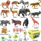 65Pcs Safari Animal Figurines Toy Set, Realistic Jungle Zoo Figures With Elephant, Lion, Giraffe, Fence, Building Blocks For Kid