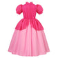 Baurghop Peach Costume For Girls Led Light Up Princess Peach Dress For Girls Cosplay Holiday Party Outfit (4-5 Years)