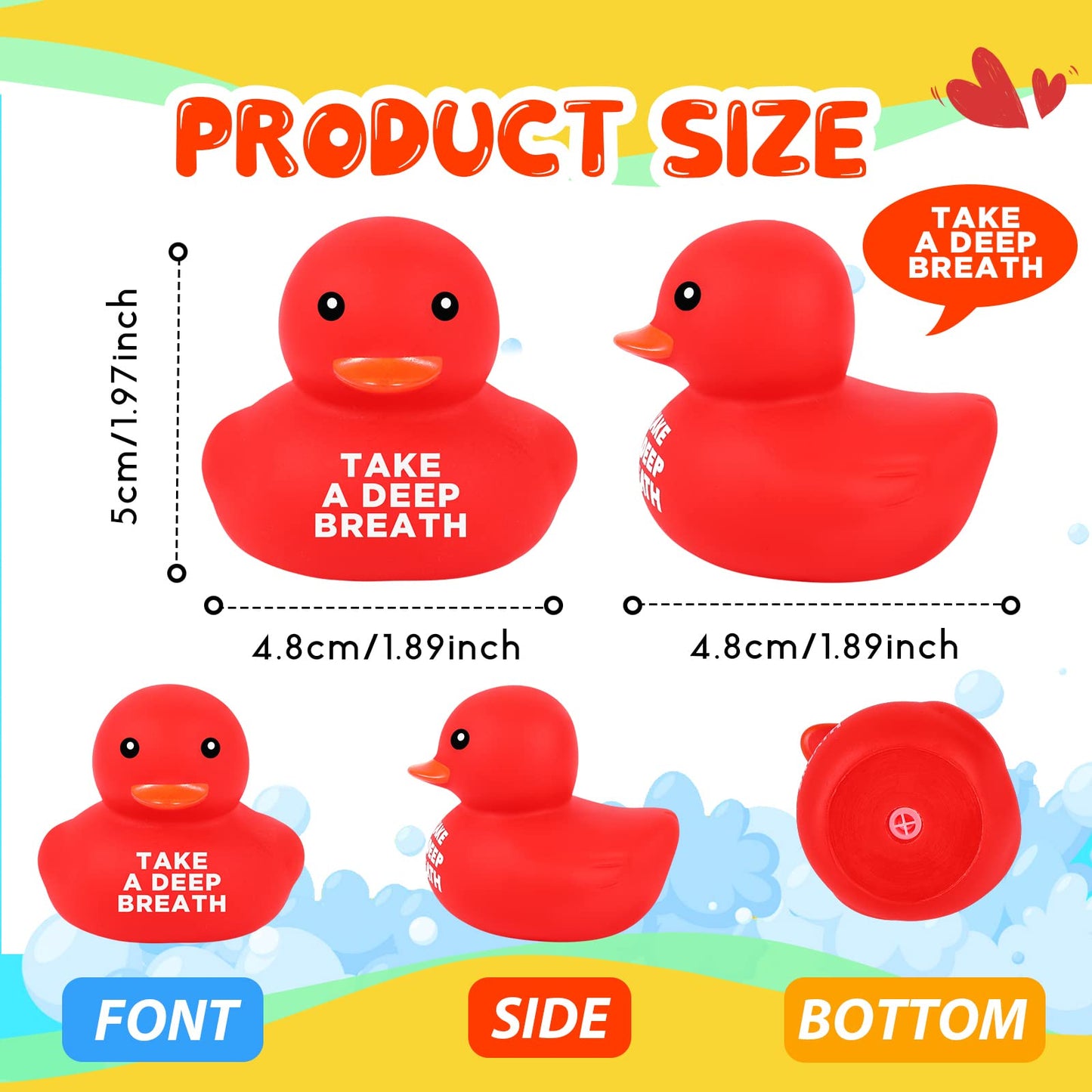 Lenwen 24 Pcs 1.89 Inch Rubber Duck Bath Toy Inspirational Gift Motivational Rubber Ducks Thank You Gifts Inspirational Party Favors Baby Shower Decorations Birthday (Red  Yellow  Blue  Green)