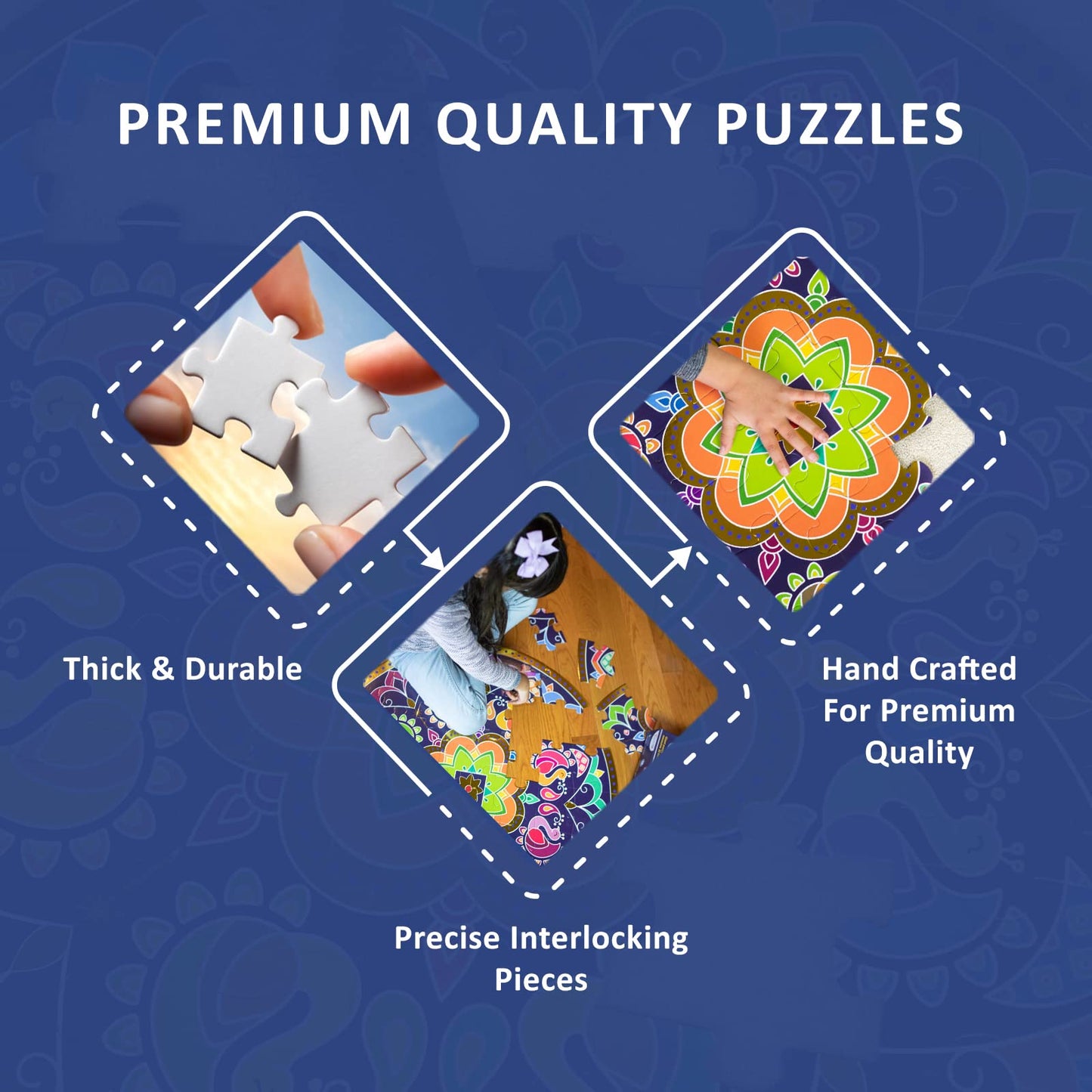 Kulture Khazana Rangoli Mandala Floor Puzzle - 48 Pieces, Cardboard, 32" Colorful Giant Puzzle for Holi & Diwali
