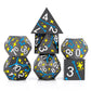 PJOY Metal Dice Set D&D Star DND Dice Set Polyhedral Dice for RPG Role Playing Games Dungeons and Dragons TTRPG Black Yellow Blu