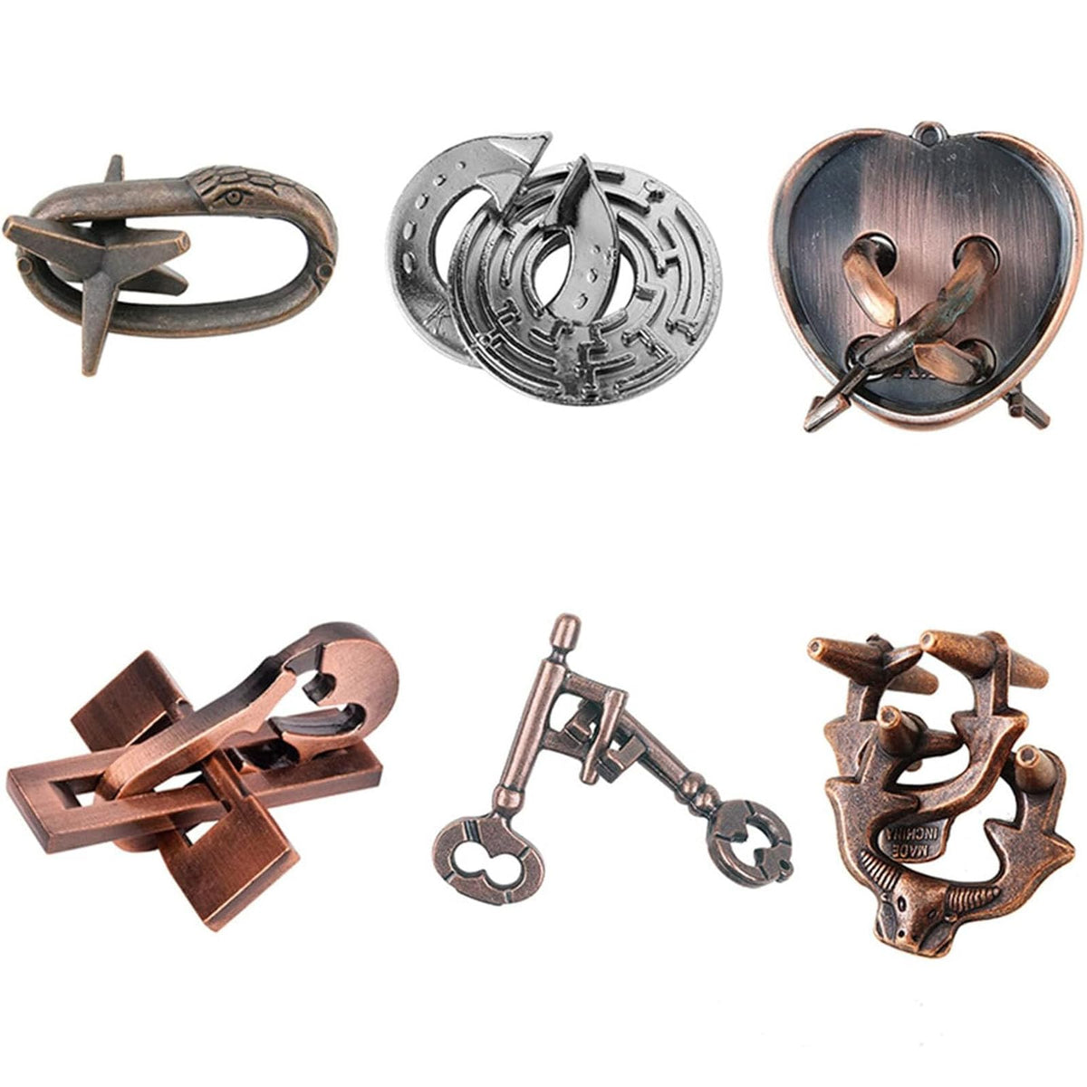 6 Pcs Metal Puzzle, Metal Puzzles for Adults, Mind Test Unlock Toy, Interlock Challenge Puzzle Game Educational Toy Gift for Boy