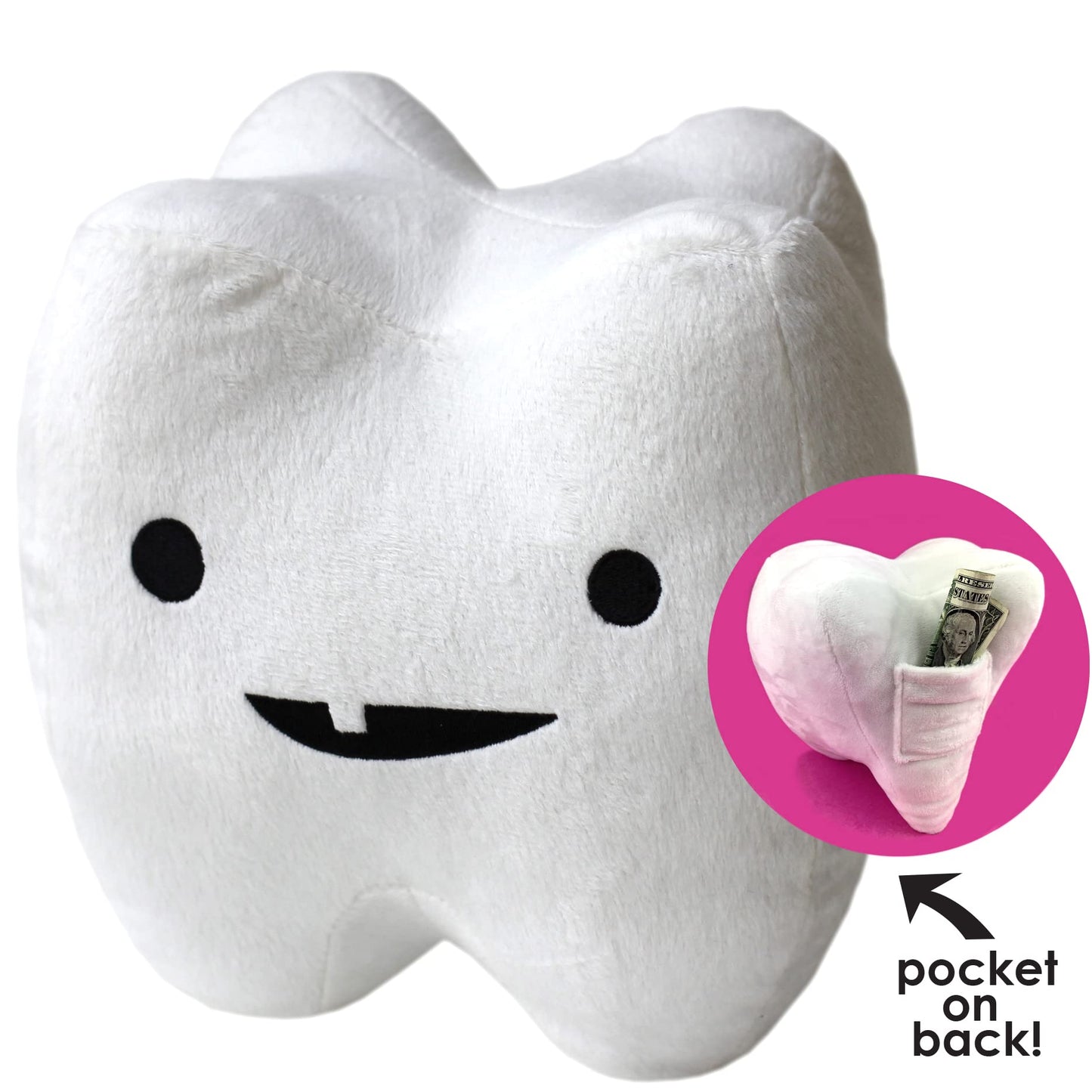 I Heart Guts Tooth Plush - Cute Dentist Gift for Kids & Students, 7" x 7" x 5.5", White, Model 696859091124