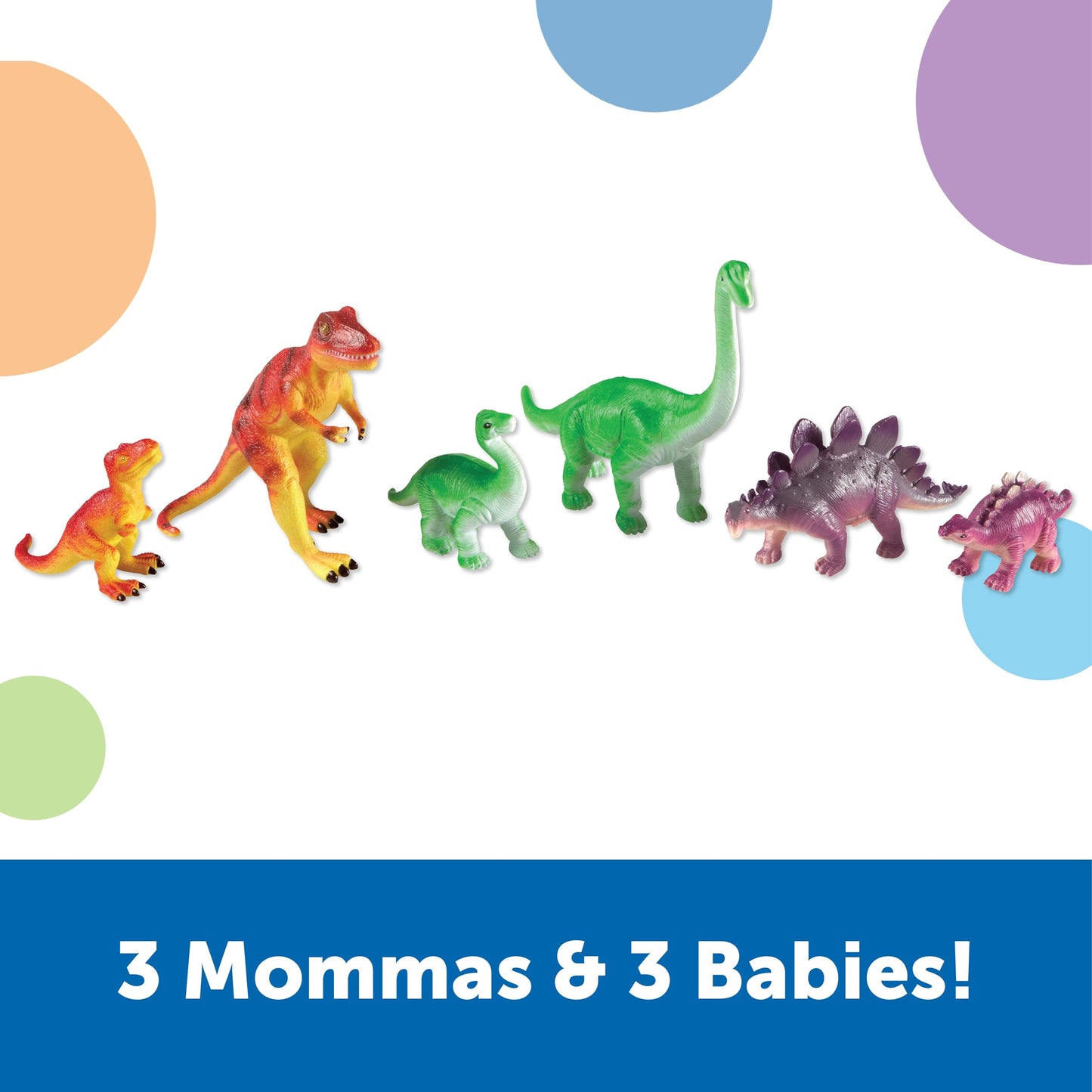 Learning Resources Jumbo Dinosaurs Set - 6 Large Plastic T-Rex, Stegosaurus, Brachiosaurus - Multi-color, Model LER0836