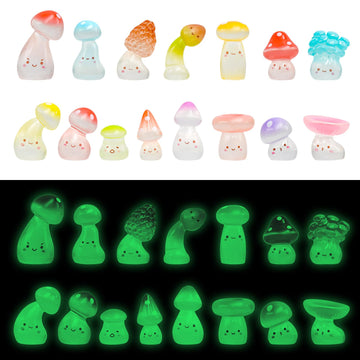 WOZADU 30 PCS Luminous Mini Resin Mushrooms Figurines for Dollhouse Decoration Tiny Resin Miniature Things for Fairy Garden Micro Landscaping Decoration Cake Toppers Decor