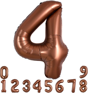 Toniful 40 Inch Coffee Brown Large Numbers Balloon 0-9 Birthday Party Decorations,Big Chocolate Number 4 Foil Balloon Digital 4