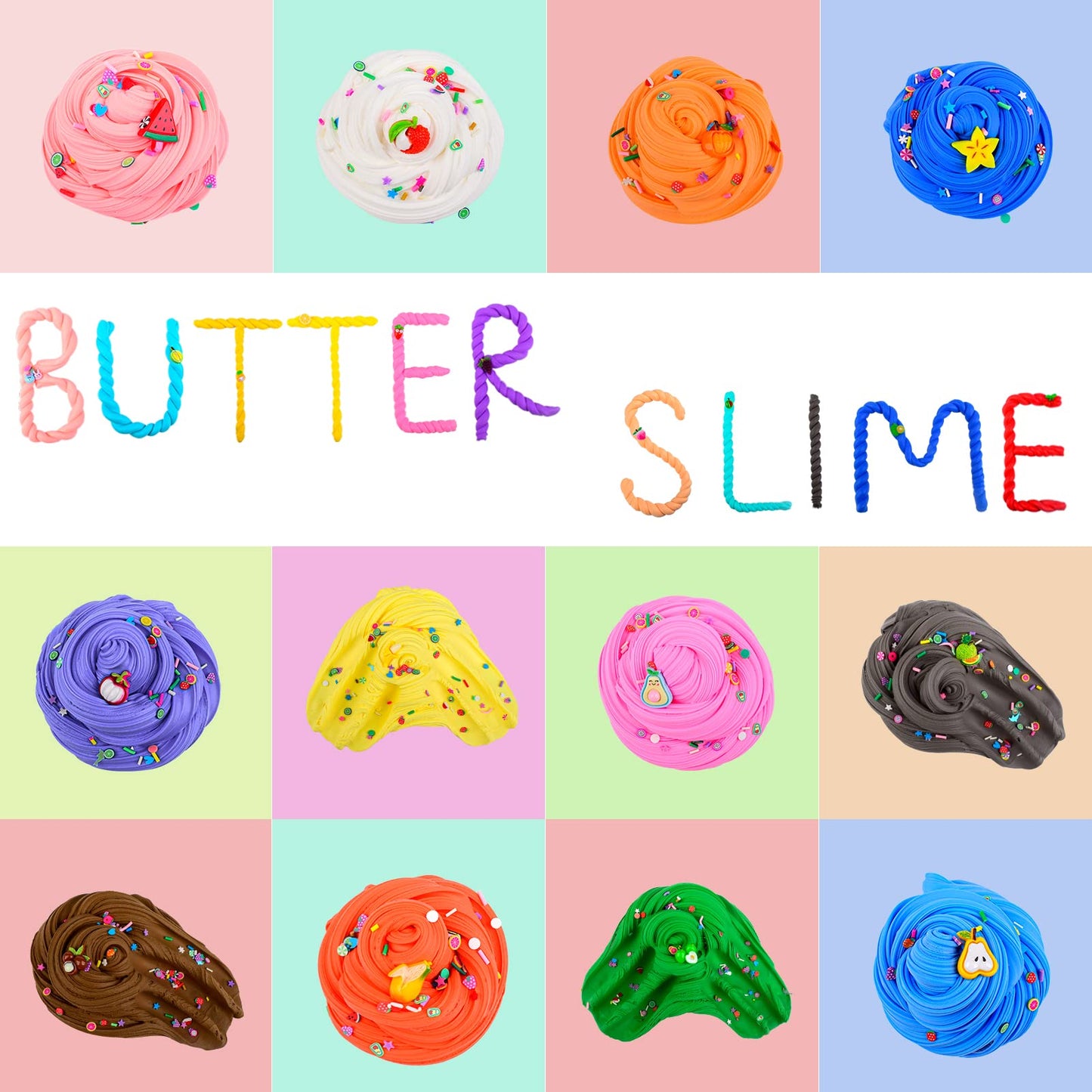 DUJUANHUA 54 Pack Mini Butter Slime Kit, Scented Fruit Party Favors, Soft Non-Sticky Clay, Multicolor