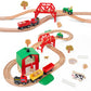 Giant Bean Wooden Farm Train Set - 42PCS Battery Operated Railway Track with Bridge & Animals, 5"x5"x3", Multi Color, Model GA20087