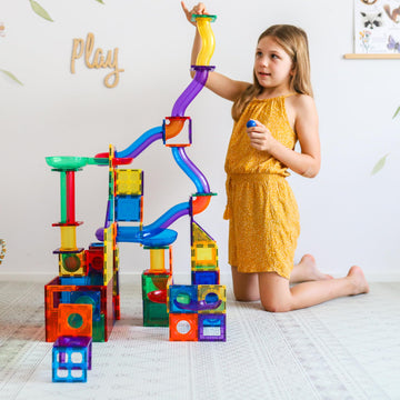 Learn & Grow Toys 88 Pcs Magnetic Marble Run Expansion Pack, Ultimate Marble Race Track, Stem Building Marble Toy & Learning Edu