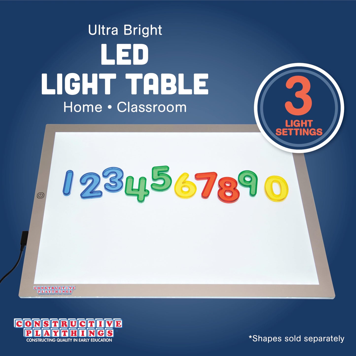 Constructive Playthings Ultra Bright LED Light Panel, Interactive LED Light for Art Supplies, Sensory Classroom Tools, Set of 1,