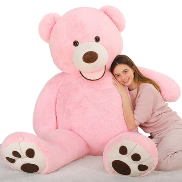 Maogolan Giant Pink Teddy - 6Ft Stuffed Animal, Smiling Face, Large Plush - Life Size Gift For Valentines Day, Anniversary, Birthday
