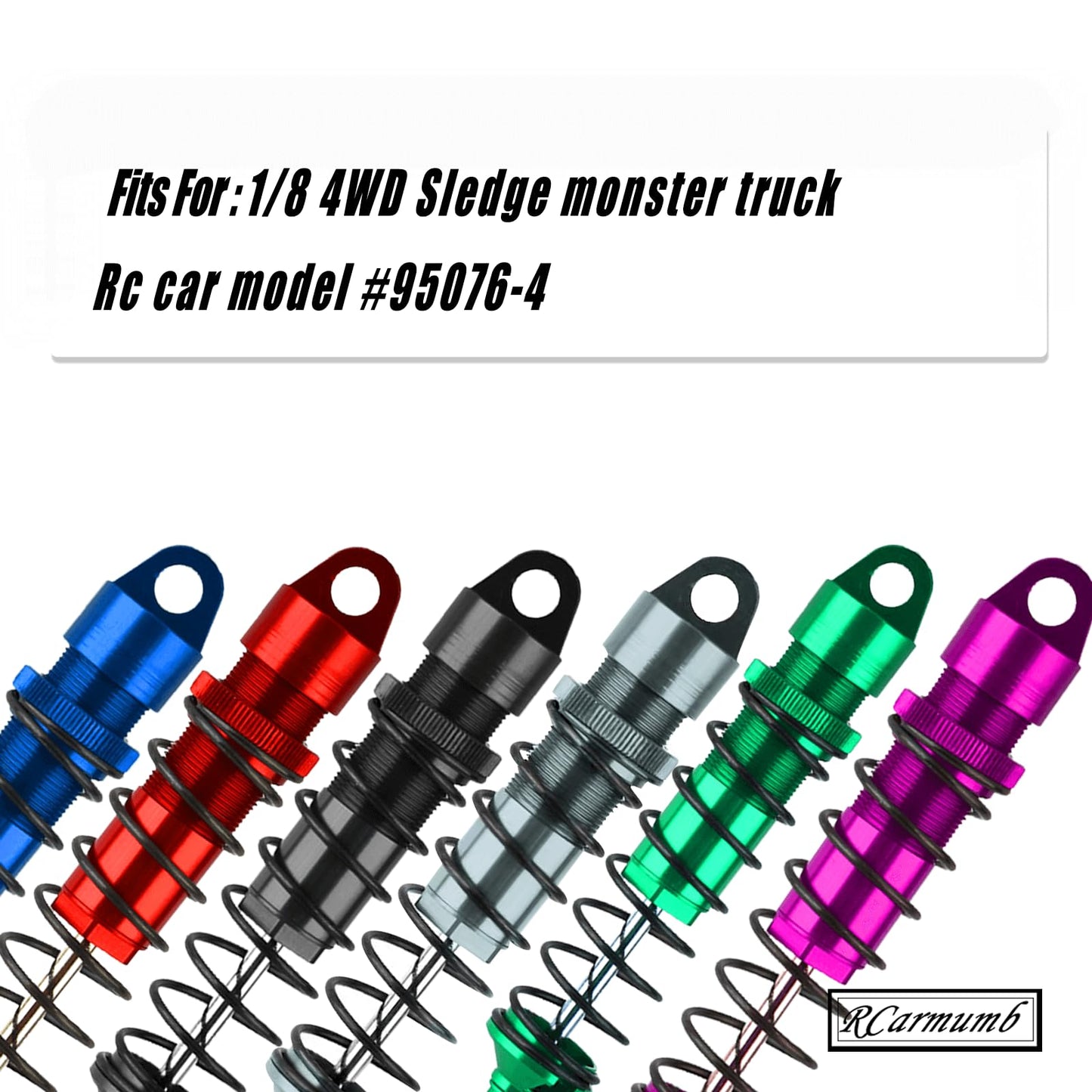 Rcarmumb Front Rear RC Shock Upgrades Part for 1/8 Sledge 4WD #95076-4, 4PCS Full Aluminum Big Bore RC Shocks Hops Up for Sledge