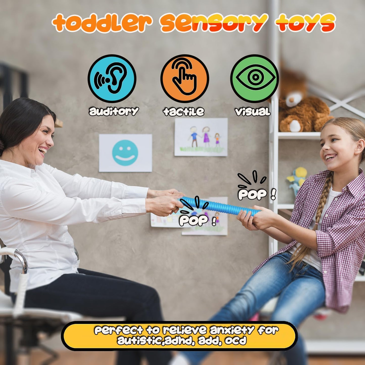 Jazoxdmr Light Up Pop Tubes Telescopic Suction Cup Giraffe Toys,Toddler Travel Toys,Animal Fidget Toys Sensory Toys For Kids Wit