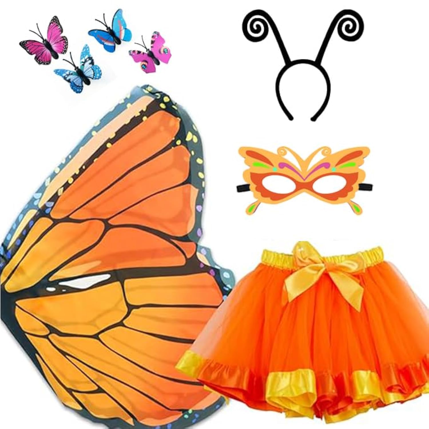 Aimeiar Kids Butterfly Costumes for girls Toddler butterfly Wings Halloween Coustume for Girls 2024 & Rainbow Tutu Dress Up set 