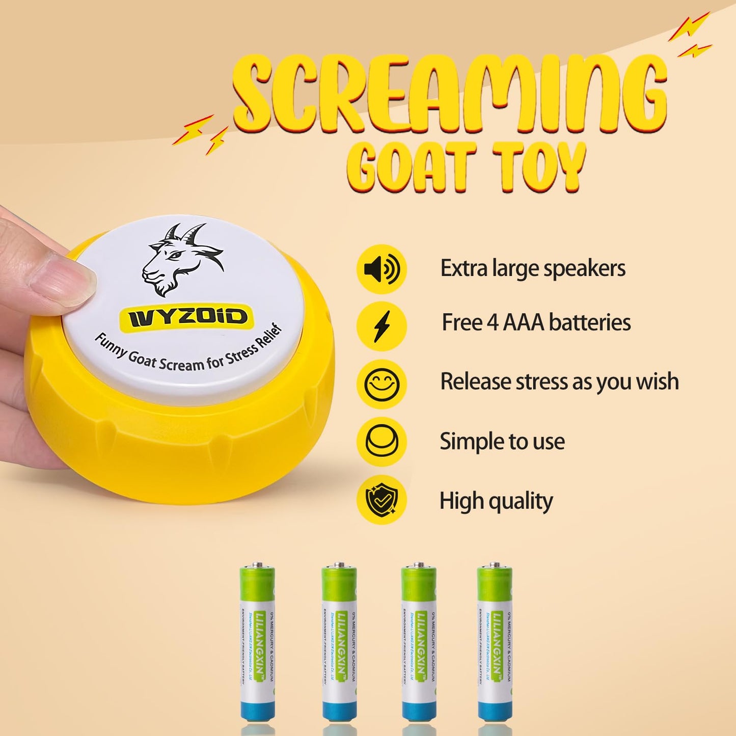 WYZOID Screaming Goat 2 PCS  Comes with 4 AAA Batteries Screaming Desk Toy Talking Button Make Funny Screaming Goat - Provide Interesting Gifts for Friends and Colleagues