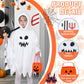 Forfamy Ghost Costume Kids Glow in the Dark Hooded Cloak White Halloween Costumes Spooky Trick or Treating Cosplay Poncho (White  5-7 Years)