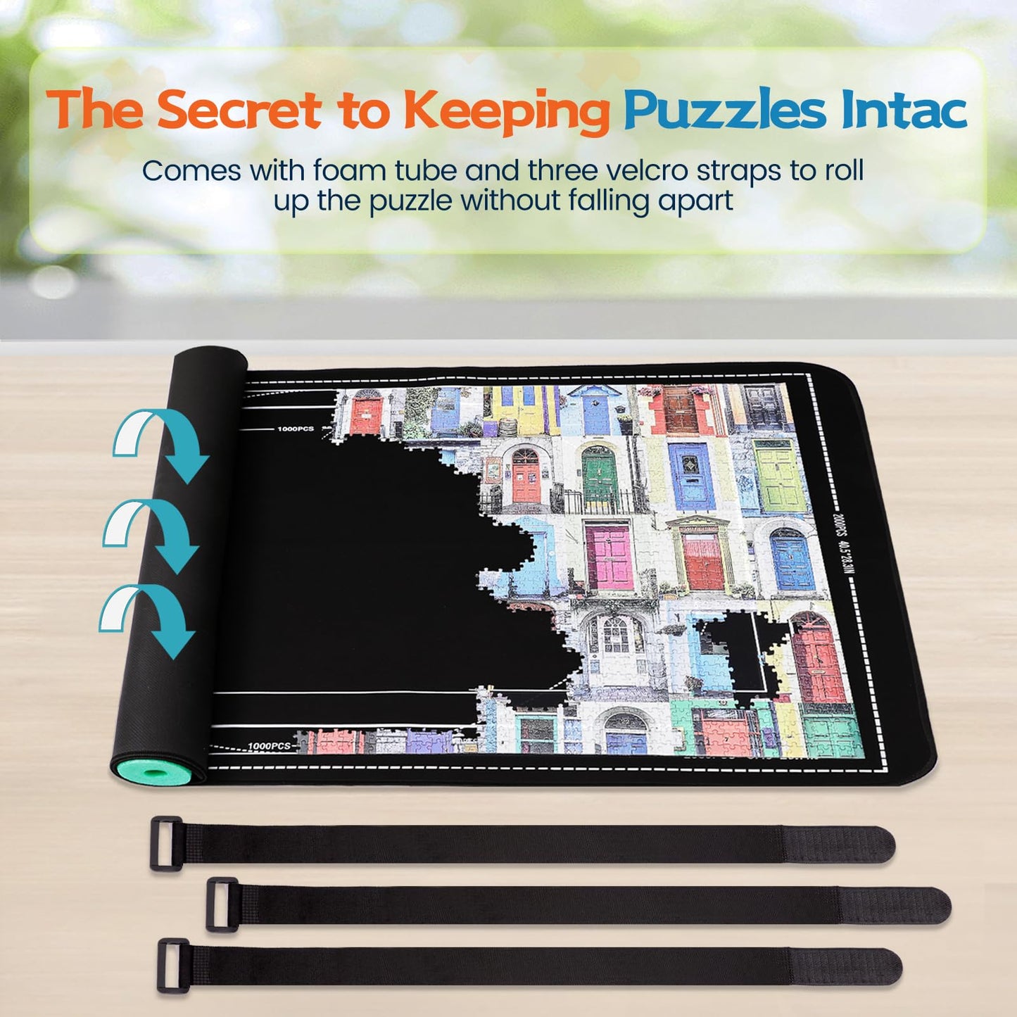 Pohxev Jigsaw Puzzle Mat Roll Up, Portable Saver Pad 48    X 35    Up To 3000 Pieces, Puzzle Matt Rollup With Non-Slip Rubber Bo