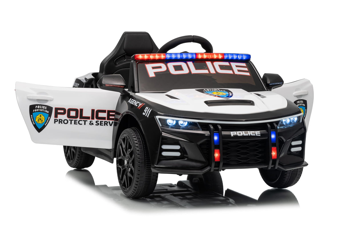Police Car Ride on Electric Car for Kids, Battery Powered Rideon Toys Cop Cars with Remote Control, Emergency Alert Tones, Flas
