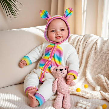 Jizhi Baby Dolls, 17Inch Soft Body Realistic Baby Doll Cute Smiling Real Life Baby Dolls Girl With Bunny Clothes And Accessories For 3+ Year Old Girls Cuddling, Playing&Collection