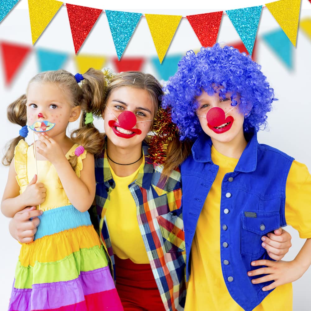 45 Pieces Colorful Pennant Flags - 49Ft Carnival Theme Party Garland Banner Yellow Blue Red Glitter Paper Pennant Triangle Bunti